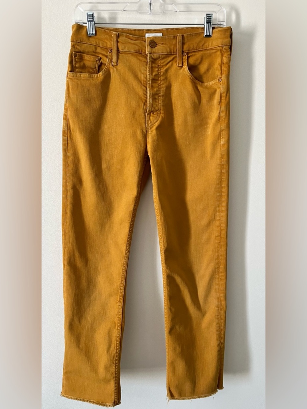 MOTHER Tomcat Ankle Fray Buckthorn Brown Mustard Edgy Denim Jeans Sz 28